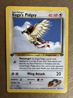 Koga's Pidgey 49/132 Gym Challenge 1st Edition Non-Holo Pokemon Card NM+ - Image 1