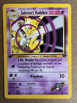Sabrina's Kadabra 58/132 Gym Challenge 1st Edition Non-Holo Pokemon Card NM+ - Image 1