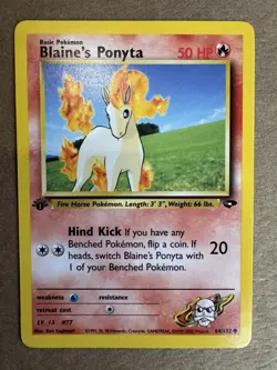 Blaine's Ponyta 64/132 Gym Challenge 1st Edition Non-Holo Pokemon Card NM+ - Image 1