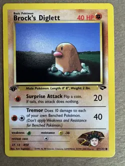 Brock's Diglett 67/132 Gym Challenge 1st Edition Non-Holo Pokemon Card NM+ - Image 1