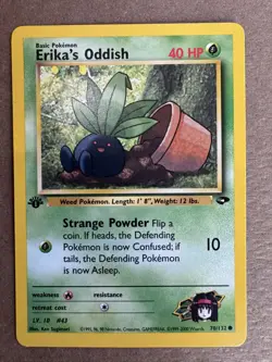 Erika's Oddish 70/132 Gym Challenge 1st Edition Non-Holo Pokemon Card NM+ - Image 1