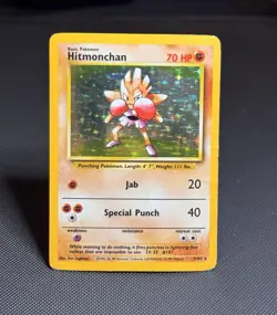 Pokemon TCG: Hitmonchan 7/102 - Unlimited Holo Rare - Base Set - *HP w/Creases* - Image 1
