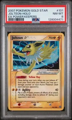 2007 Pokemon EX Power Keepers Jolteon Gold Star #101 Holo PSA 8 - Image 1