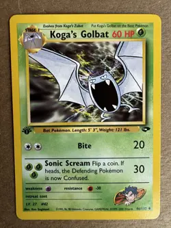 Koga's Golbat 46/132 Gym Challenge 1st Edition Non-Holo Pokemon Card NM+ - Image 1
