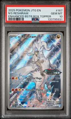 2025 POKEMON JTG EN-JOURNEY TOGETHER #167 N'S RESHIRAM PSA 10 - Image 1