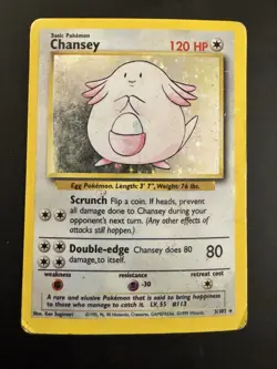 Pokemon TCG Wizards Chansey Base Set Holo Rare 3/102 1999 Trading Card - Image 1