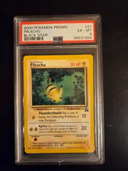 PIKACHU Black Star Promo POKEMON Non-Holo 2000 Trading Card 27 TCG - Image 1