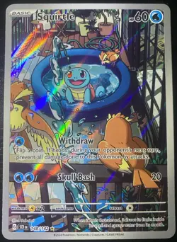 Pokemon TCG Squirtle Stellar Crown Illustration Card 148/142 Near Mint Condition - Image 1