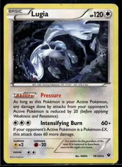 2016 Pokemon XY Fates Collide 78 Lugia Cracked Ice Holo LP - Image 1