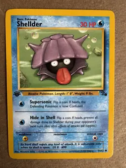 Shellder 54/62 Fossil 1st Edition Non-Holo Common Pokemon Card NM+ - Image 1