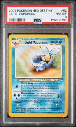 Light Vaporeon 52/105 Neo Destiny PSA 8 -Graded Pokemon Card - Image 1