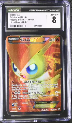 CGC 8 Victini EX 2013 Plasma Storm 131/135 Ultra Rare Holo Pokemon Card - Image 1
