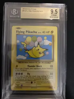Flying Pikachu SCR #110 2016 Evolutions Beckett 9.5 Gem Mint Pokemon Card - Image 1