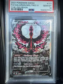2021 POKEMON SWORD & SHIELD CHILLING REIGN FULL ART/GALARIAN MOLTRES V PSA 10 - Image 1