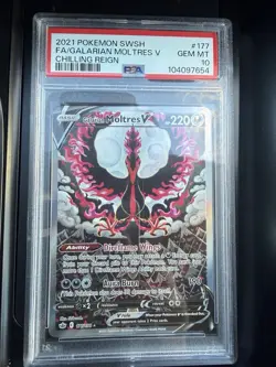 2021 POKEMON SWORD & SHIELD CHILLING REIGN FULL ART/GALARIAN MOLTRES V PSA 10 - Image 2