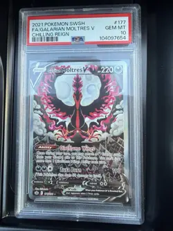 2021 POKEMON SWORD & SHIELD CHILLING REIGN FULL ART/GALARIAN MOLTRES V PSA 10 - Image 4
