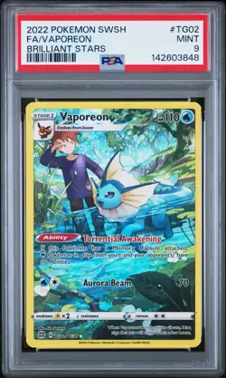 (PSA 9) Pokemon: Brilliant Stars – Vaporeon #TG02 [Full Art] - Image 1