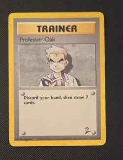 Pokemon TCG Professor Oak Trainer 116/130 Base Set 2 Uncommon LP - Image 1