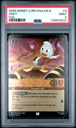 2025 DISNEY LORCANA EN 8-REIGN OF JAFAR FOIL #3 HUEY - RELIABLE LEADER PSA 9 - Image 1