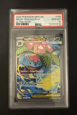 Pokemon Mega Evolution Mega Venusaur EX Ultra Rare Card 155/132 PSA 10 - Image 1