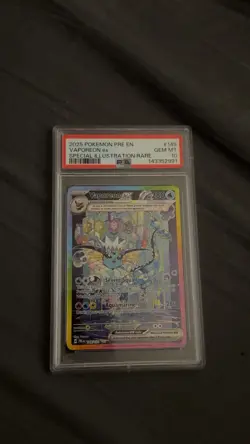 Pokemon TCG Prismatic Evolutions Vaporeon EX Card 149/131 Sir PSA Gem MT 10 - Image 1