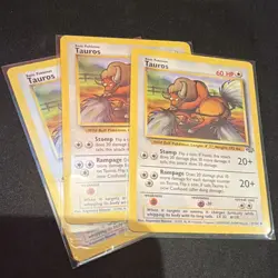 Pokemon TCG Jungle Tauros 47/64 3x Cards English Wizards 1999 - Image 1