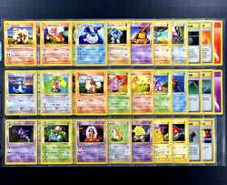 1999 Pokemon BASE SET SHADOWLESS Edition COMPLETE Uncommon Common Cards Lot MINT - Image 1