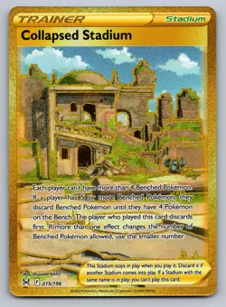 Collapsed Stadium 215/196 Lost Origin Gold Holo Secret Rare Pokemon Card TCG NM - Image 1