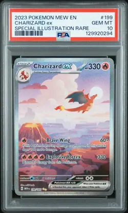 2023 POKEMON MEW EN-151 SPECIAL ILLUSTRATION RARE #199 CHARIZARD EX PSA 10 - Image 1
