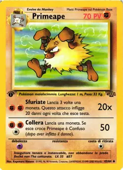 Pokemon TCG Primeape Jungle 43/64 Regular 1st Edition Uncommon VLP - Image 1
