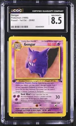CGC 8.5 NM-MINT Gengar 1999 Fossil Set 1st Edition 20/62 Pokemon Card WOTC - Image 1