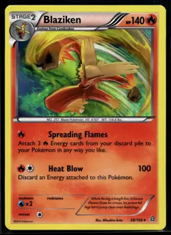 2016 Pokemon XY Primal CLash 28 Blaziken Holo NM - Image 1