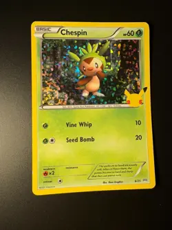 Pokemon TCG Chespin 6/25 Holo Pokemon 25th Anniversary McDonalds Promo LP - Image 1