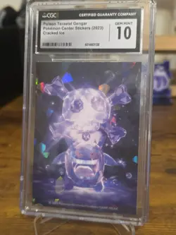 2023 Pokemon Center Stickers Poison Terastal Gengar CGC 10 Cracked Ice - Image 1