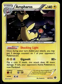 2016 Pokemon XY Steam Siege 40 Ampharos Holo NM - Image 1