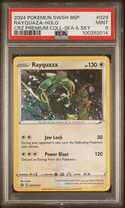 2024 Pokemon Swsh Black Star Promo Rayquaza Holo CRZ Premium Coll Sea Sky PSA 9 - Image 1