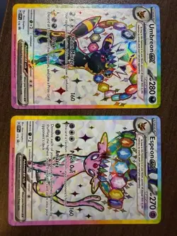Umbreon EX SV Black Star Promo 176 AND Espeon EX 175 Pokemon Prismatic Evolution - Image 1