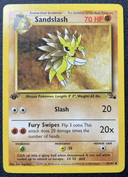 Pokemon Sandslash 41/62 1st Edition Fossil Uncommon LP / MP - Image 1