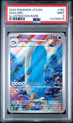 Wailord Illustration Rare Pokemon Jtg En-Journey Together 162 NM PSA 9 - Image 1