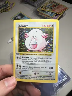 LP 1999 Pokemon 1ST EDITION Base Set Chansey 3/102 Holo Foil Shadowless Rare - Image 3
