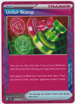 Unfair Stamp 165/167 Ace Spec Trainer Holo Twilight Masquerade SV06 NM – Pokemon - Image 1