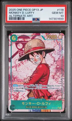 2025 ONE PIECE JPN OP13-CARRYING ON HIS WILL #118 MONKEY D. LUFFY PSA 10 - Image 1