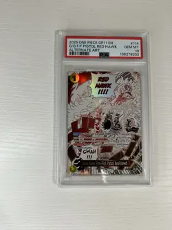 One Piece Gum-Gum Fire-Fist Pistol Red Hawk Alternate Art OP11-114 PSA 10 - Image 1