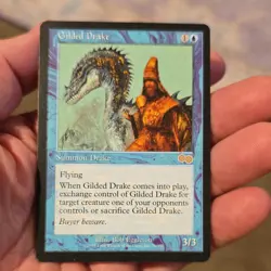 Gilded Drake Urza's Saga Regular Blue Rare Creature 3/3 Bob Eggleton English - Image 1