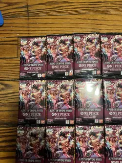 One Piece Card Game A Fist of Divine Speed OP-11 LOT OF 5 Booster Packs - Image 1