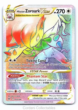 Hisuian Zoroark VSTAR 203/196 - Lost Origin - Pokemon Card - Near Mint - Image 1