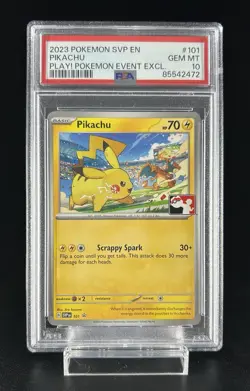 2023 Pokemon SVP Black Star Promo Pikachu 101 Play! Event Exclusive, PSA 10 - Image 1