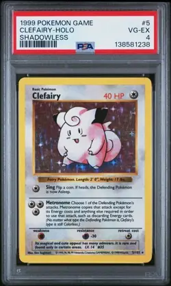 1999 Pokemon Shadowless Clefairy 5/102 Base Set Holo Rare PSA 4 - Image 1