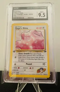 Pokemon Koga's Ditto 1st Edition Gym Challenge 2000 10 Holo Rare CGC 9.5 - Image 1
