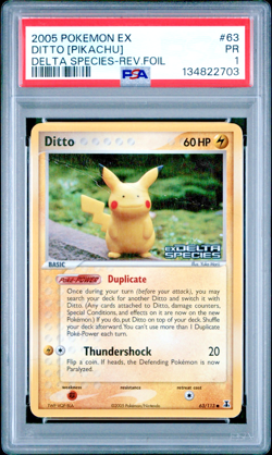 PSA 1 2005 Pokemon EX Delta Species Ditto Pikachu STAMPED Reverse Holo 63/113 - Image 1